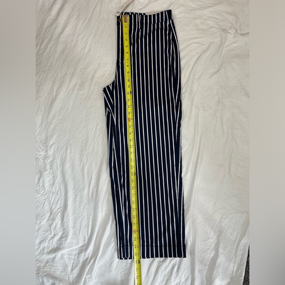 Chico’s navy and white stripes cotton wide leg crop stretch pants women’s size 6 - Picture 12 of 17